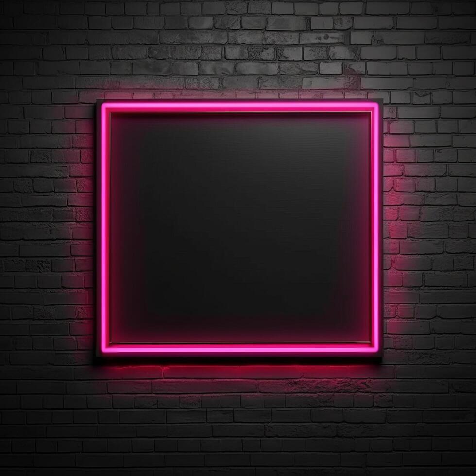 Neon frame on dark background. Illustration photo