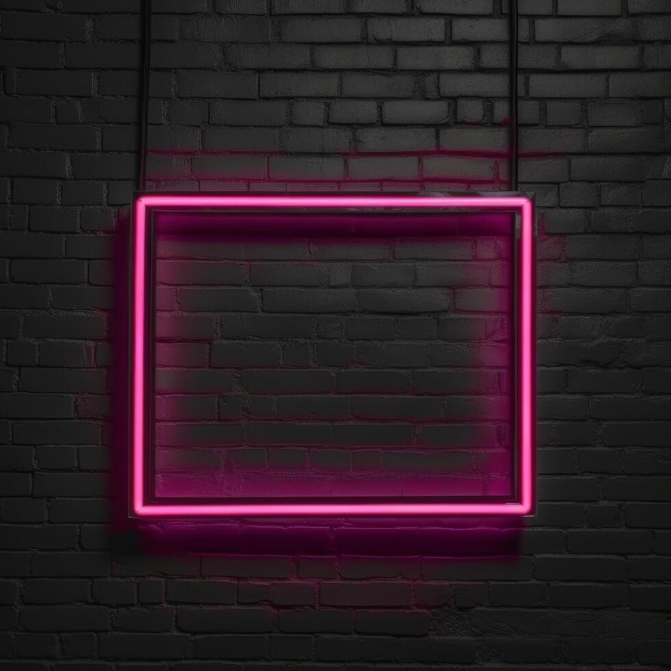 Neon frame on dark background. Illustration photo
