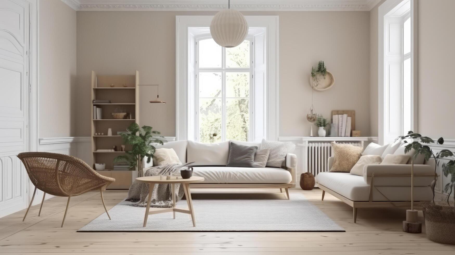 Scandinavian home interior. Illustration photo
