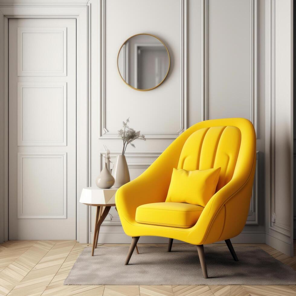 Modern interior with vivid chair. Illustration photo