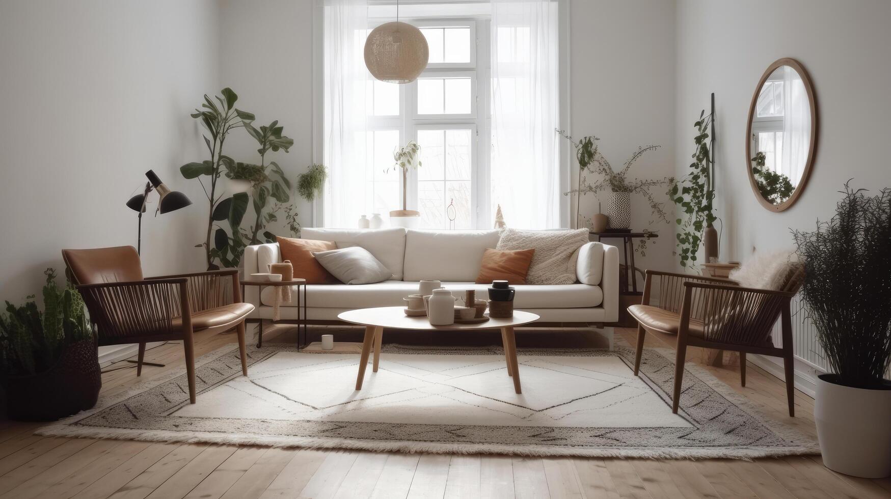 Scandinavian home interior. Illustration photo