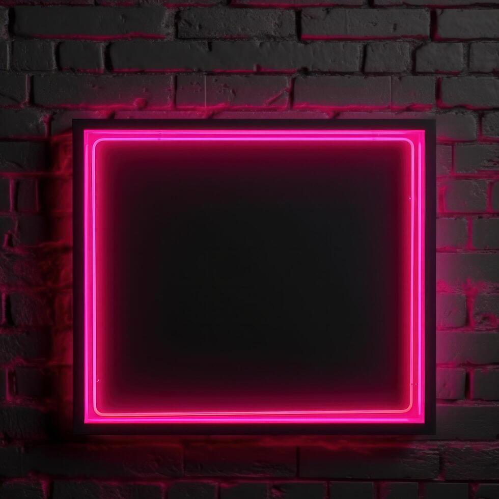 Neon frame on dark background. Illustration photo