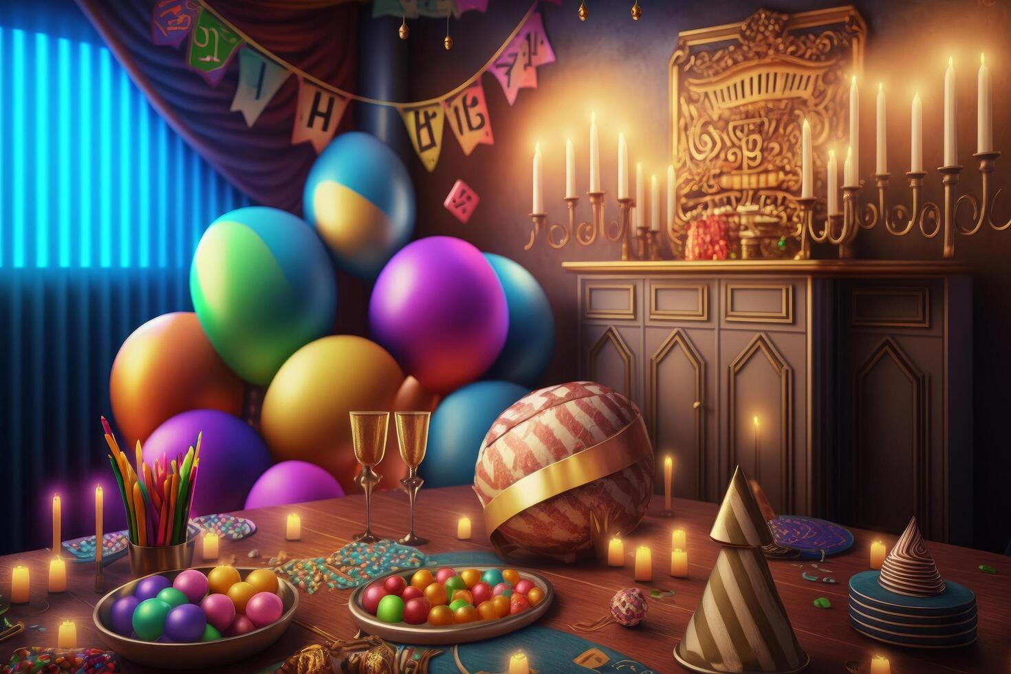 Purim holiday background. Illustration photo