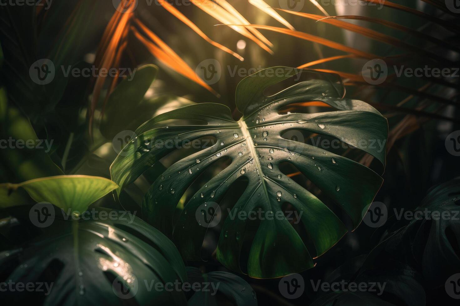 Green tropical palm leaves. Nature spring concept. Minimal summer abstract jungle or forest pattern. photo