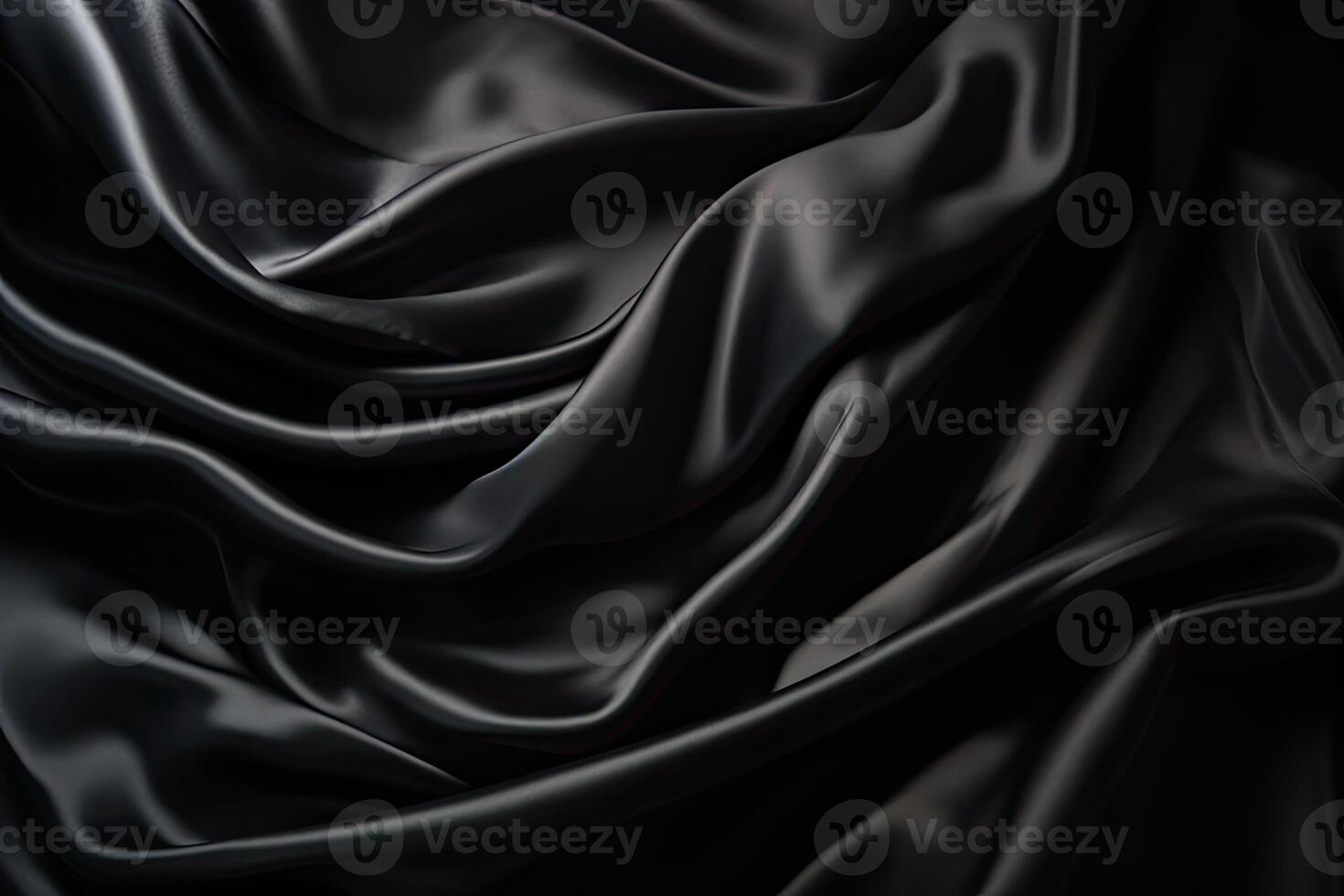 Abstract black smooth silk background. Satin elegant luxury fabric. Beautiful soft folds on the surface of the fabric. photo