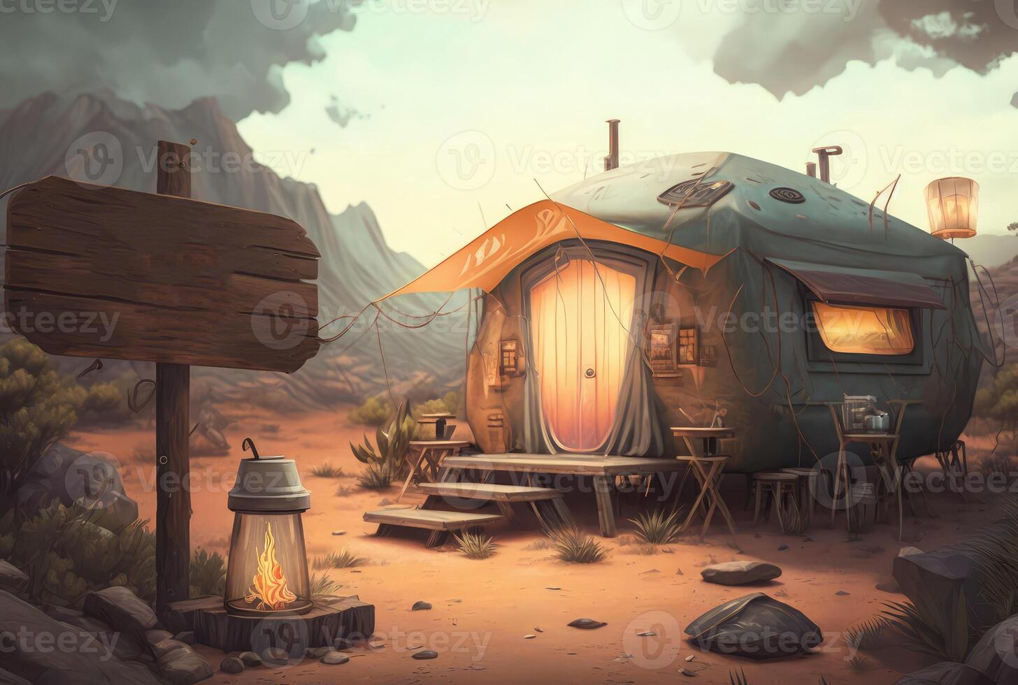 Camp tent outdoors. photo
