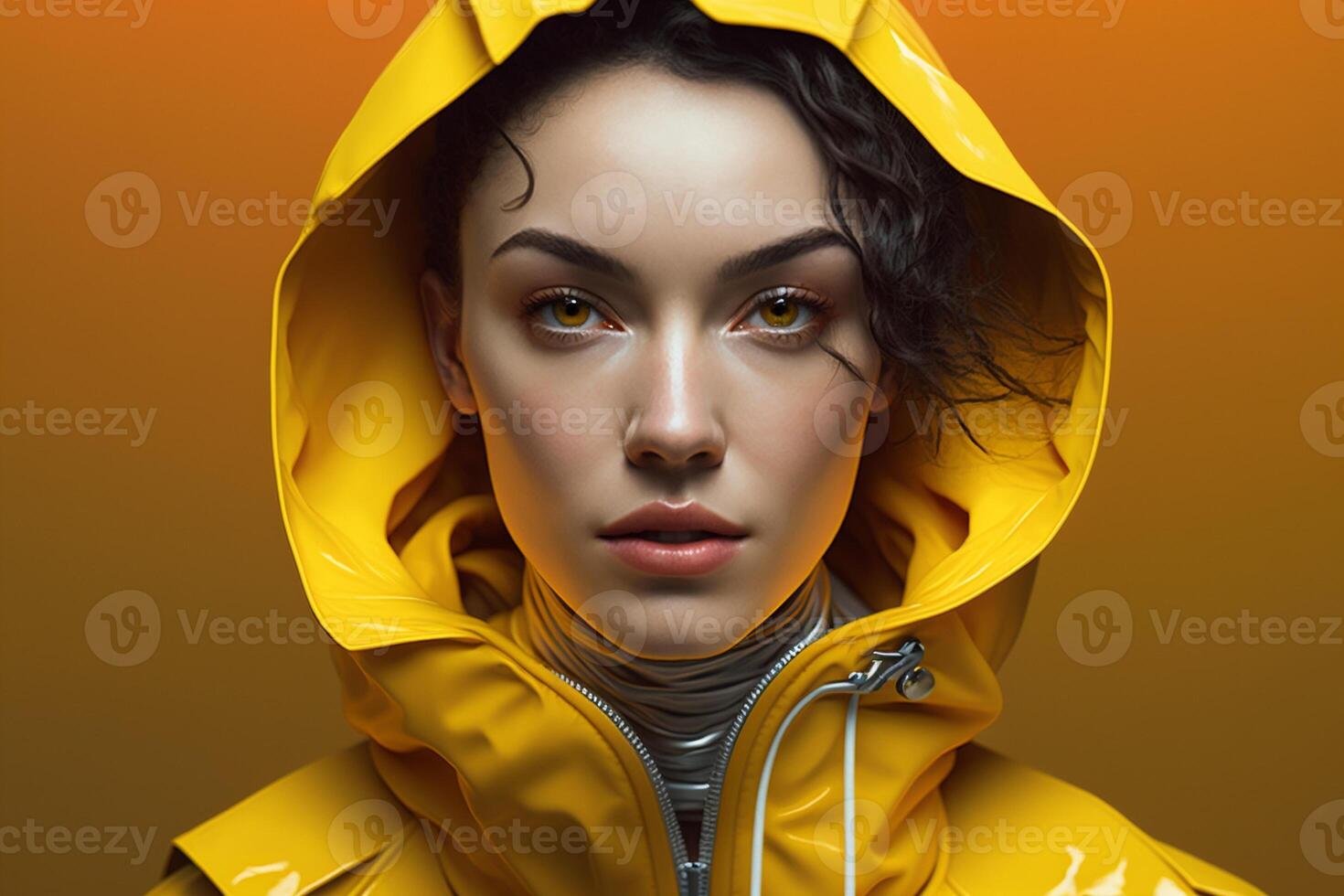 woman with rain coat photo
