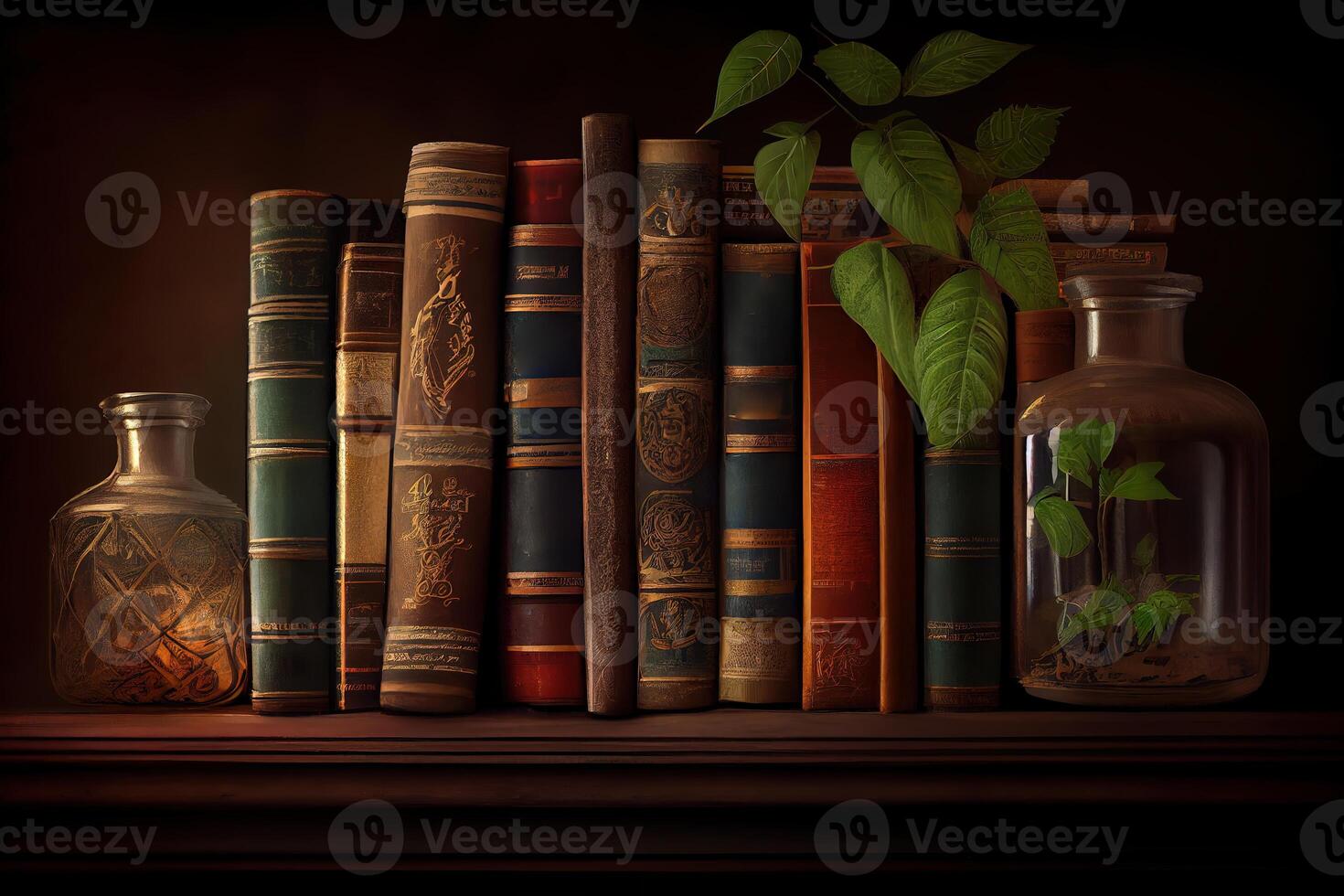 Books on Shelves in Library. photo