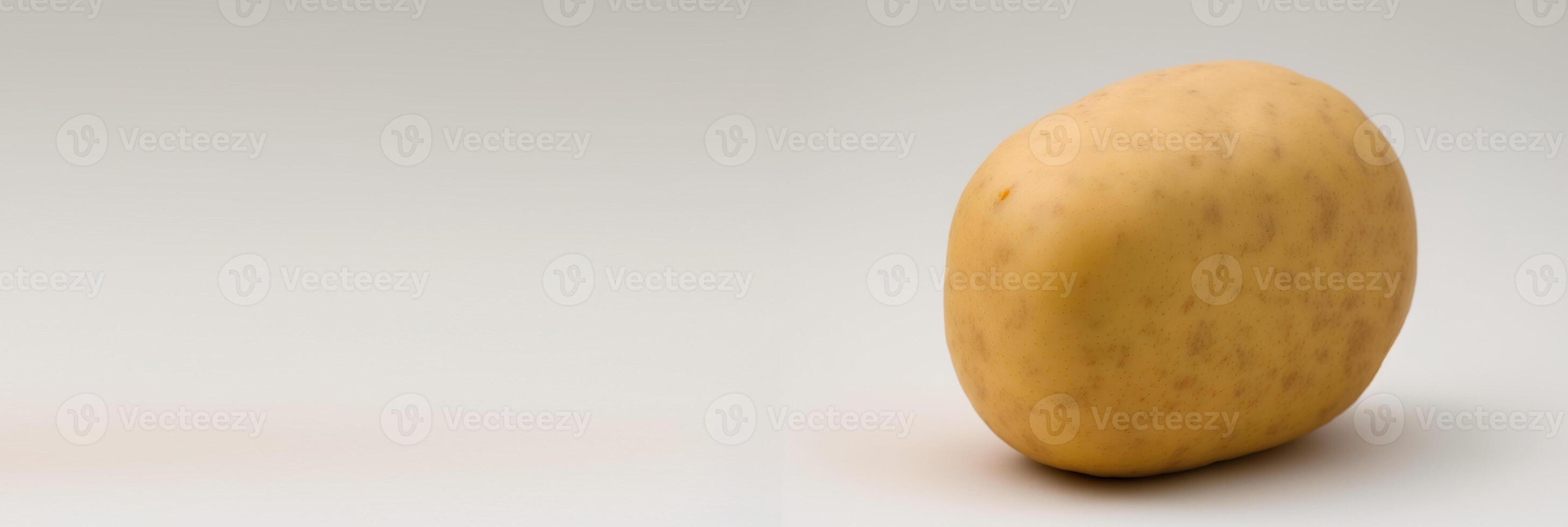 Fresh potato isolate on white background. Macro studio shot. . Header banner mockup with space. photo