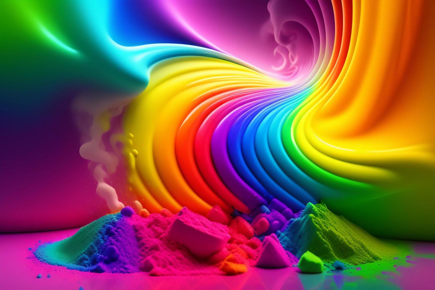 Colorful rainbow color powder splash background Ai genareted photo