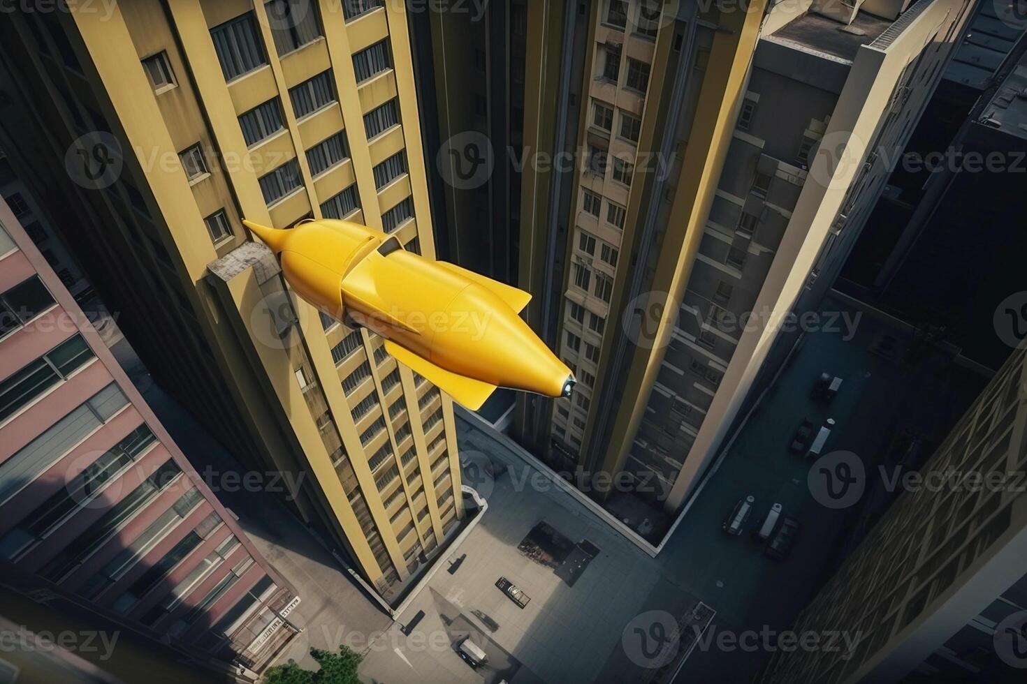 Modern industrial futuristic city, with flying cars. . photo