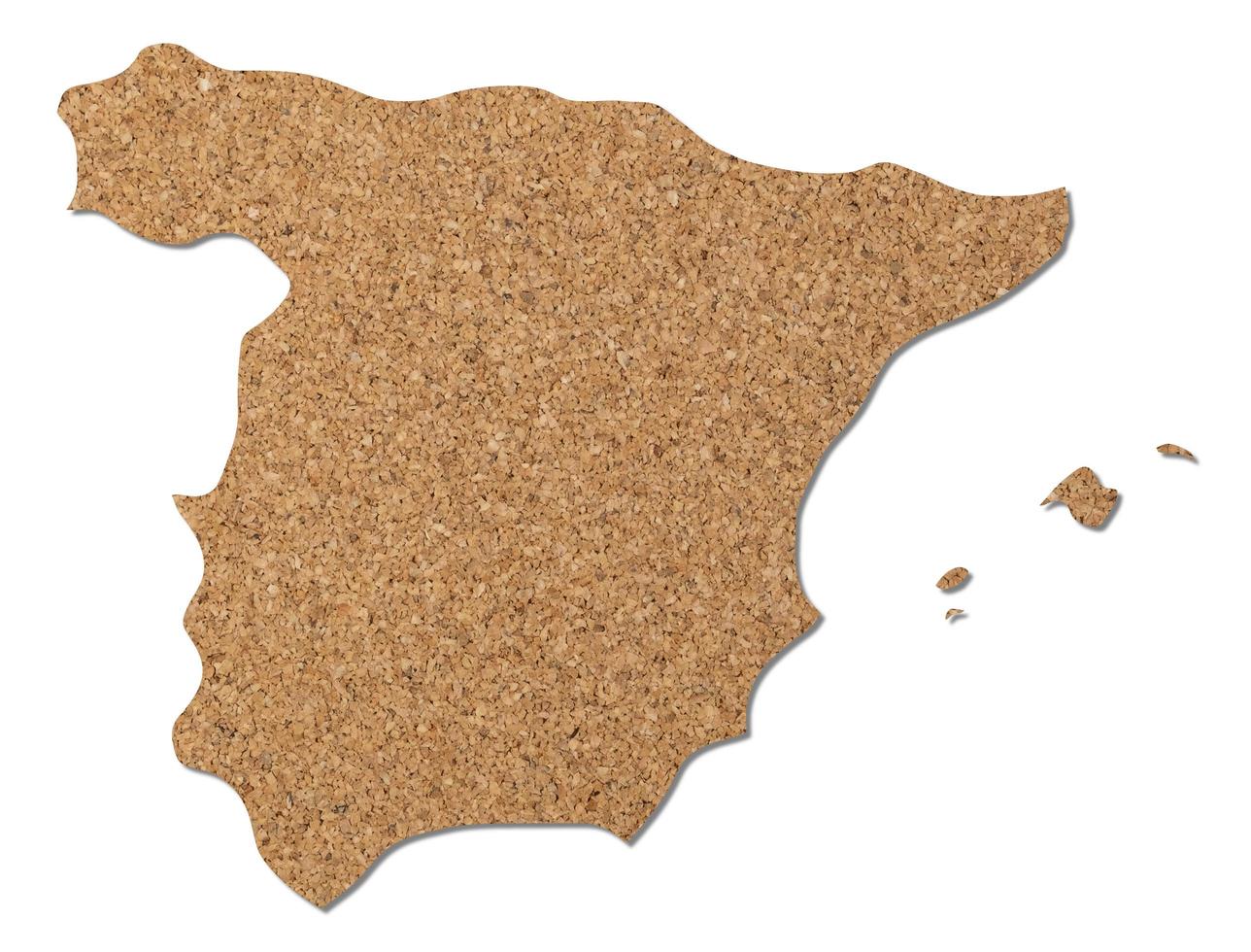 Spain map cork wood texture. photo