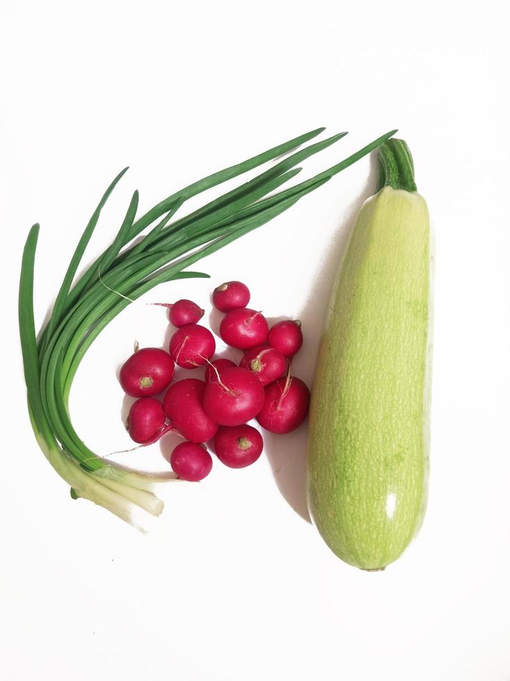 green zucchini green onions and radishes photo