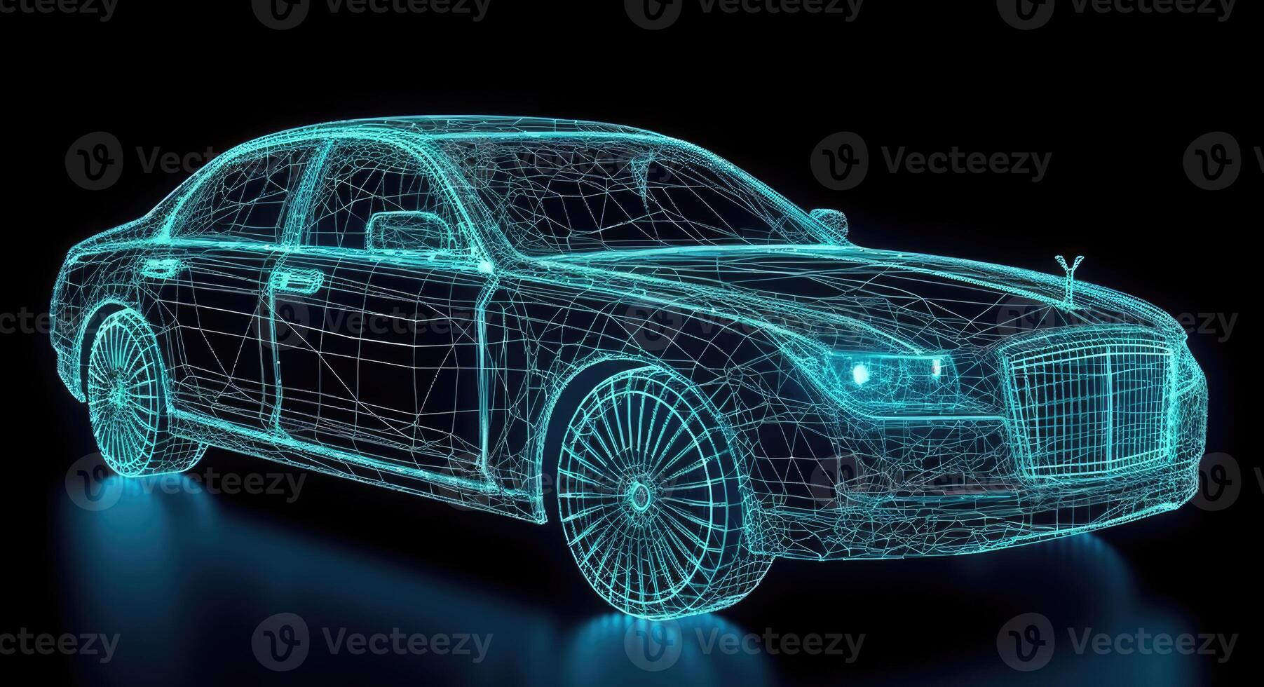 Intricate Light-up Car Engraving, Grid Structures, Dark Aquamarine, Data Visualization, Electric and Wavy Resin Sheets. photo