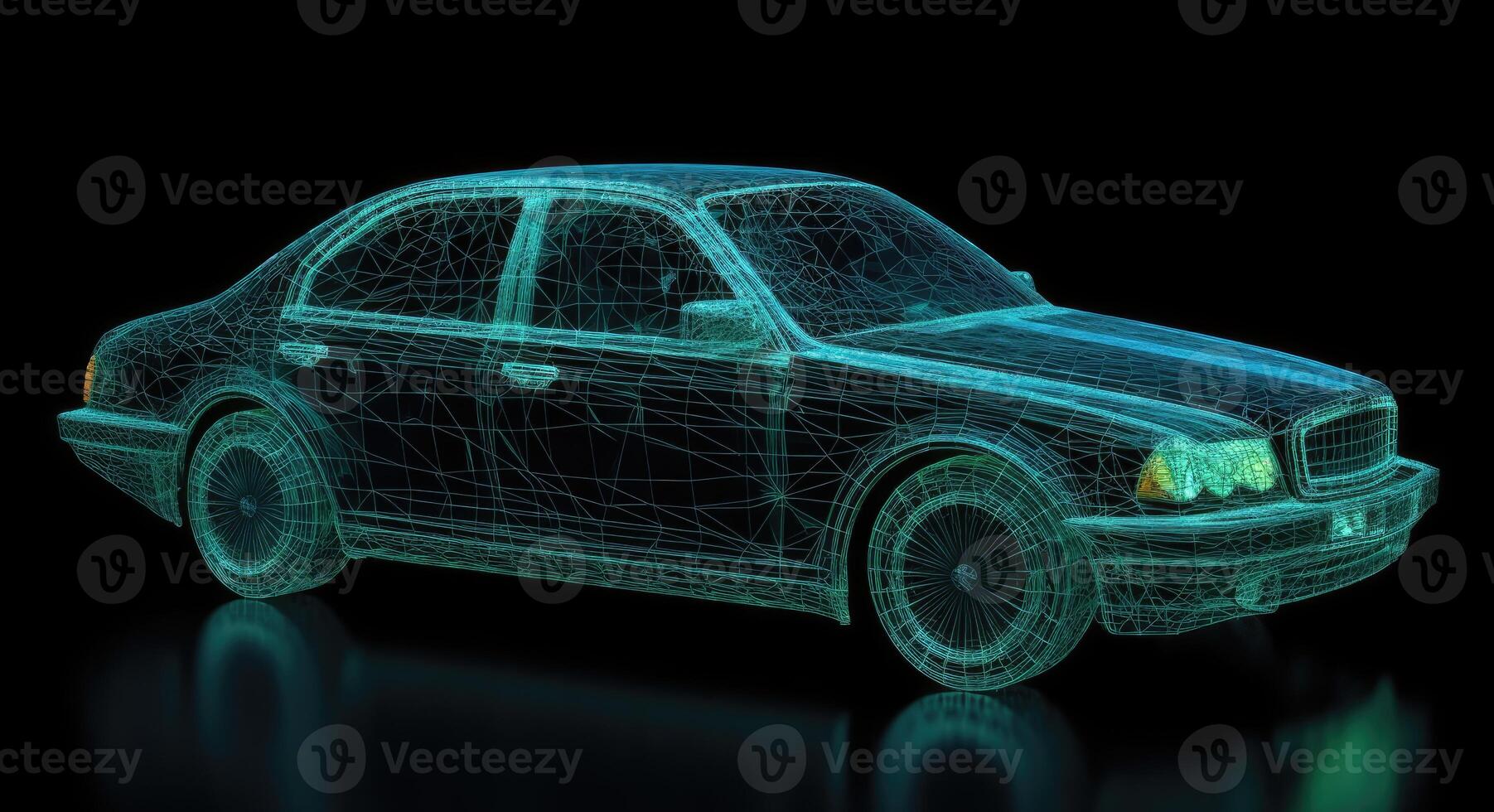 Intricate Light-up Car Engraving, Grid Structures, Dark Aquamarine, Data Visualization, Electric and Wavy Resin Sheets. photo