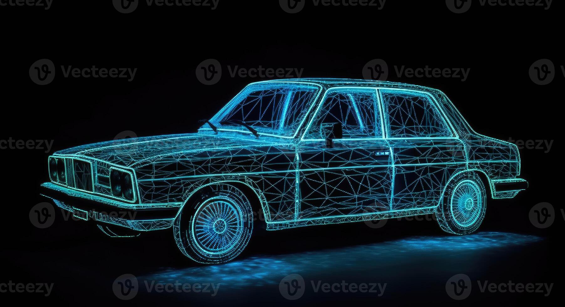 Intricate Light-up Car Engraving, Grid Structures, Dark Aquamarine, Data Visualization, Electric and Wavy Resin Sheets. photo