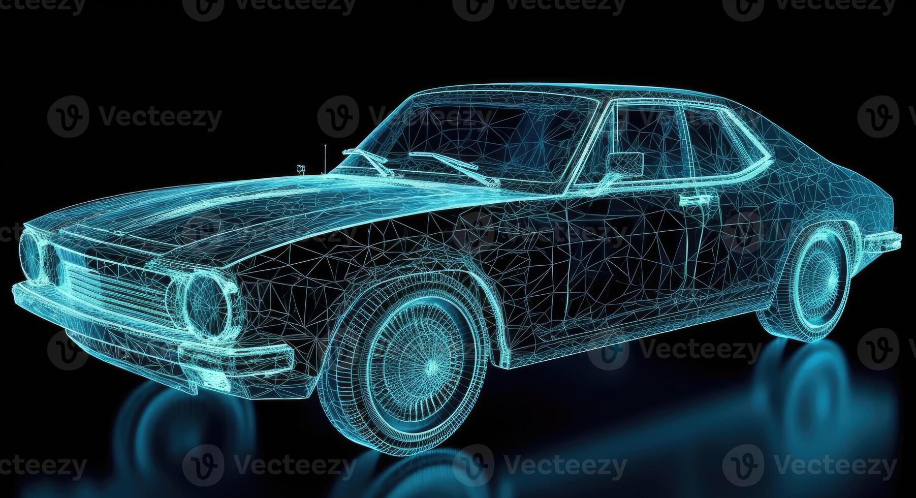 Intricate Light-up Car Engraving, Grid Structures, Dark Aquamarine, Data Visualization, Electric and Wavy Resin Sheets. photo