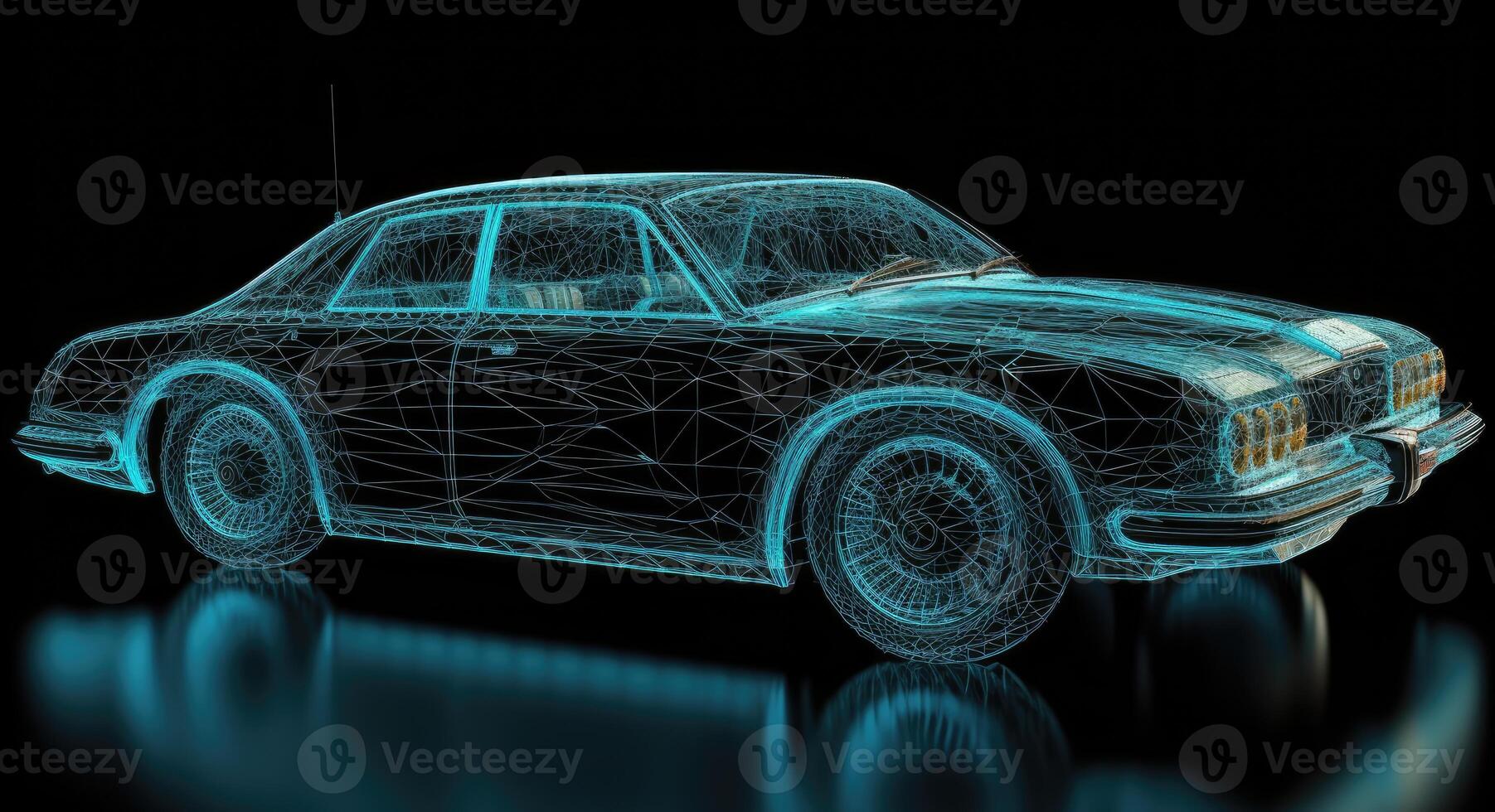 Intricate Light-up Car Engraving, Grid Structures, Dark Aquamarine, Data Visualization, Electric and Wavy Resin Sheets. photo