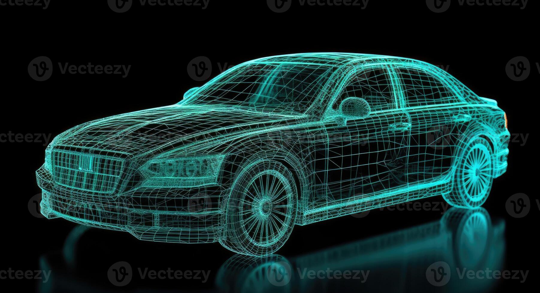 Intricate Light-up Car Engraving, Grid Structures, Dark Aquamarine, Data Visualization, Electric and Wavy Resin Sheets. photo