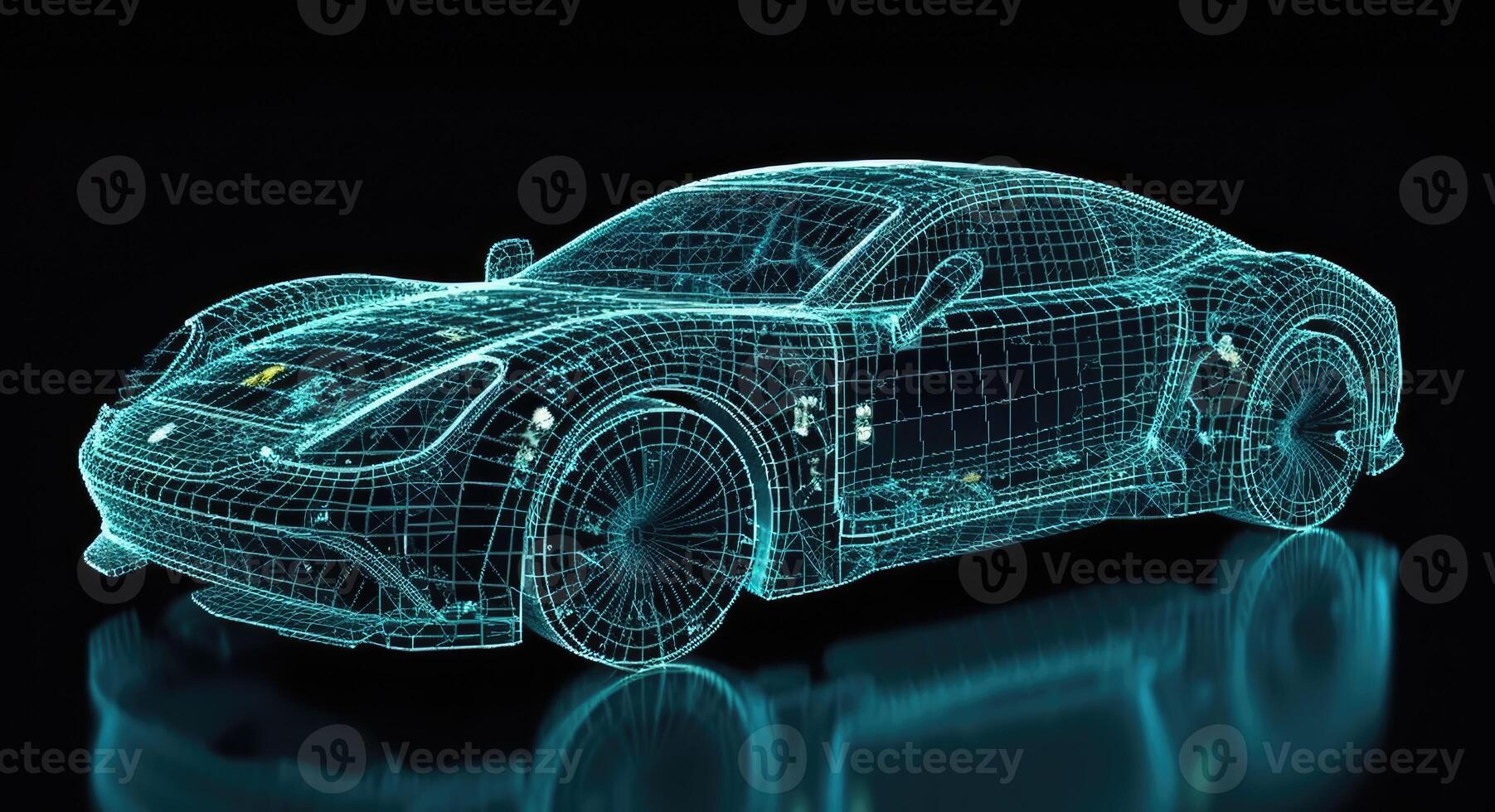 Intricate Light-up Car Engraving, Grid Structures, Dark Aquamarine, Data Visualization, Electric and Wavy Resin Sheets. photo