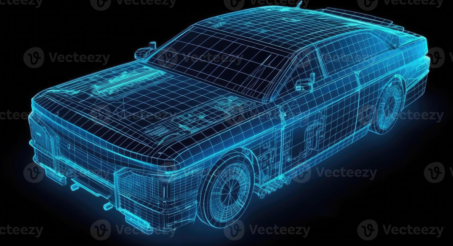 Intricate Light-up Car Engraving, Grid Structures, Dark Aquamarine, Data Visualization, Electric and Wavy Resin Sheets. photo