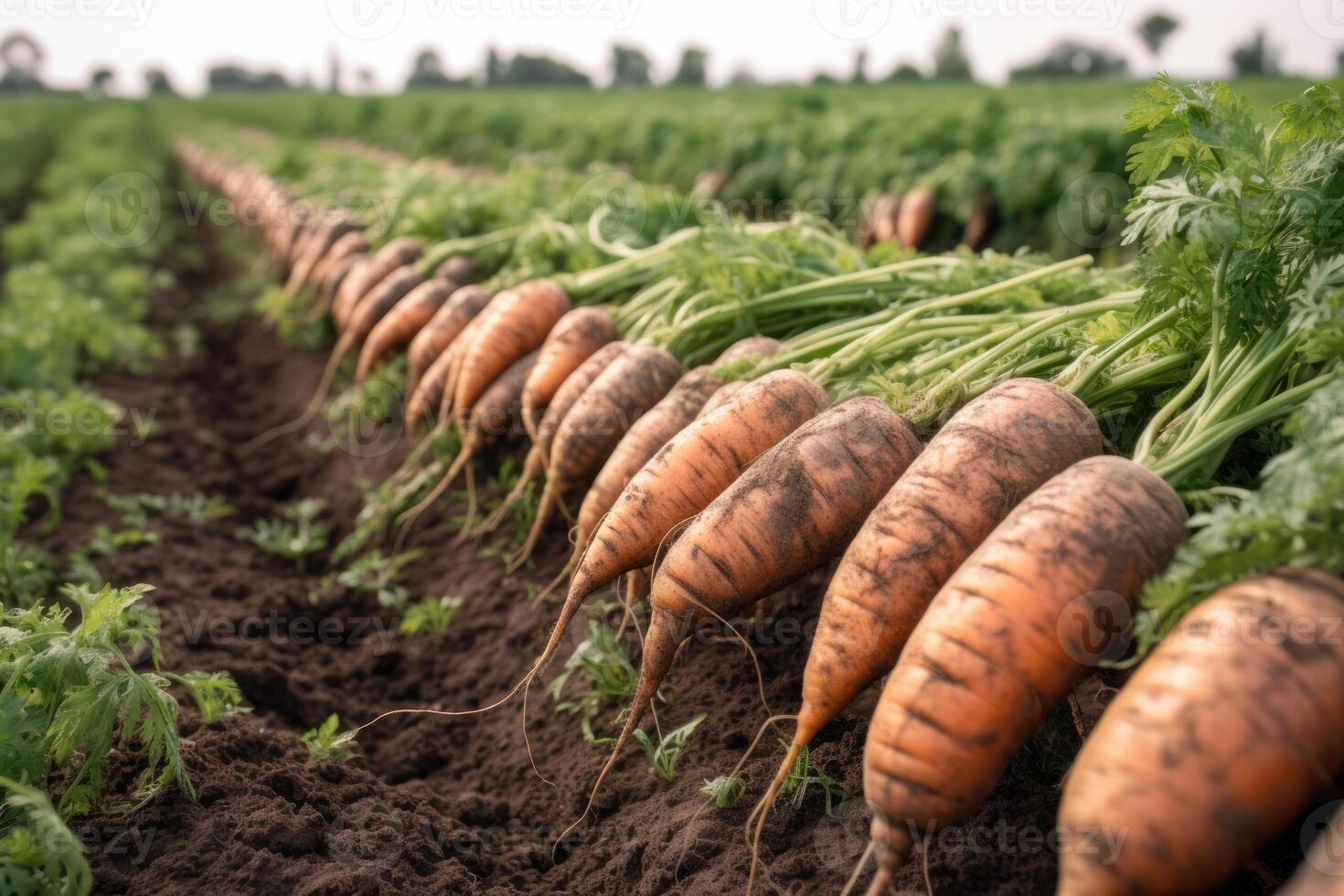 harvesting carrots in the garden photo