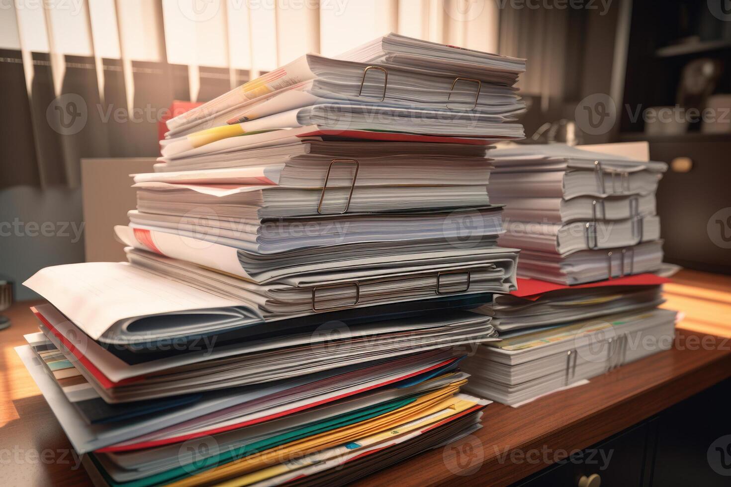 stacks of paper documents, paperwork in the office photo