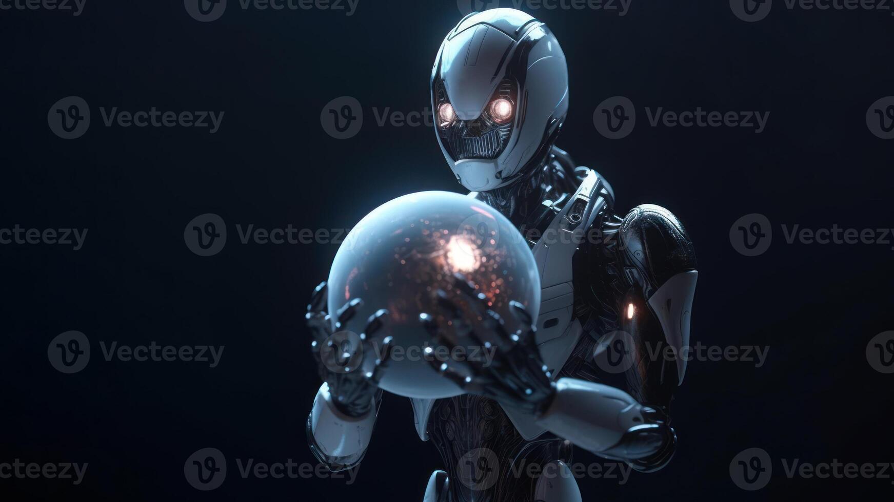 robot holding planet earth, cyborgs rule the world photo
