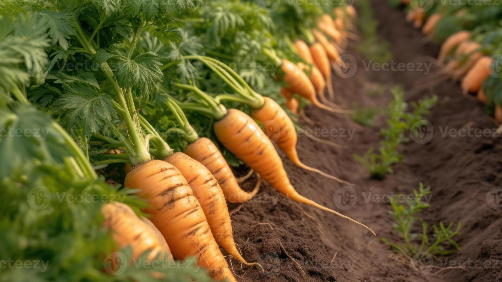 harvesting carrots in the garden photo