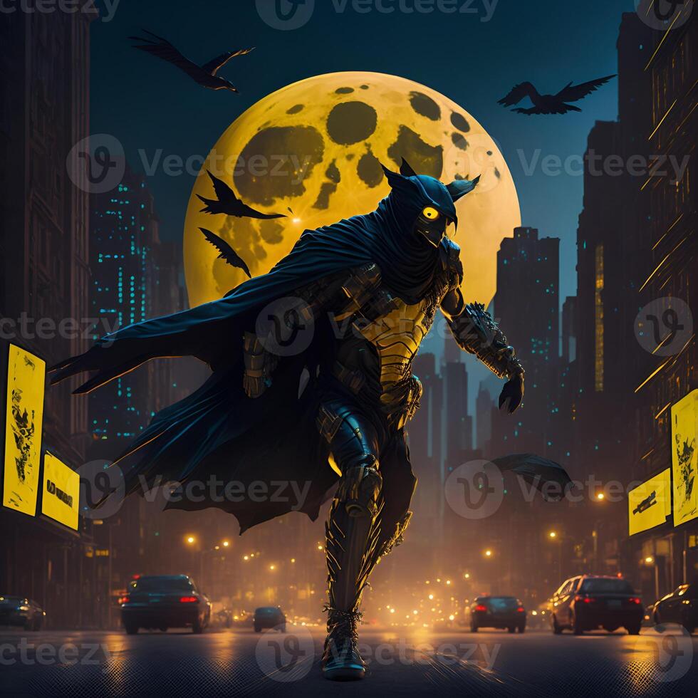Crowman Walking in the night city Content photo