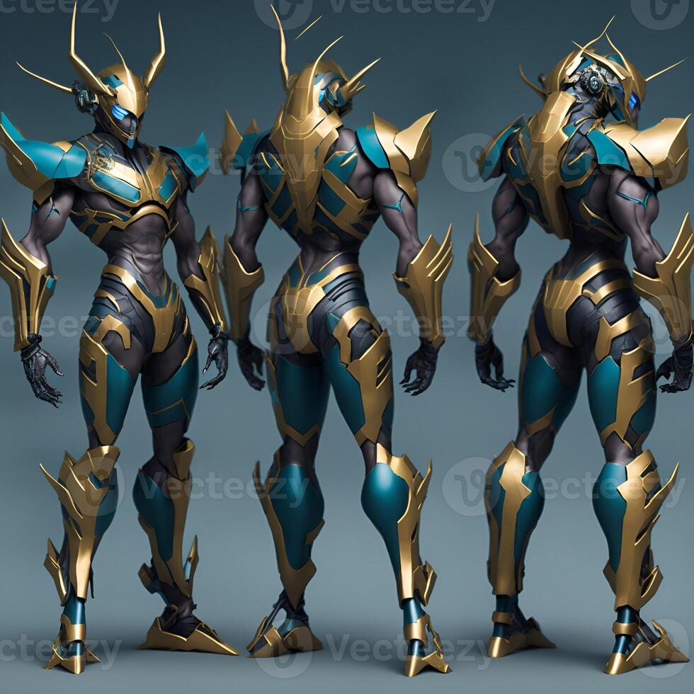Golden Mantis Ninja Full Body Game Character Design Content photo