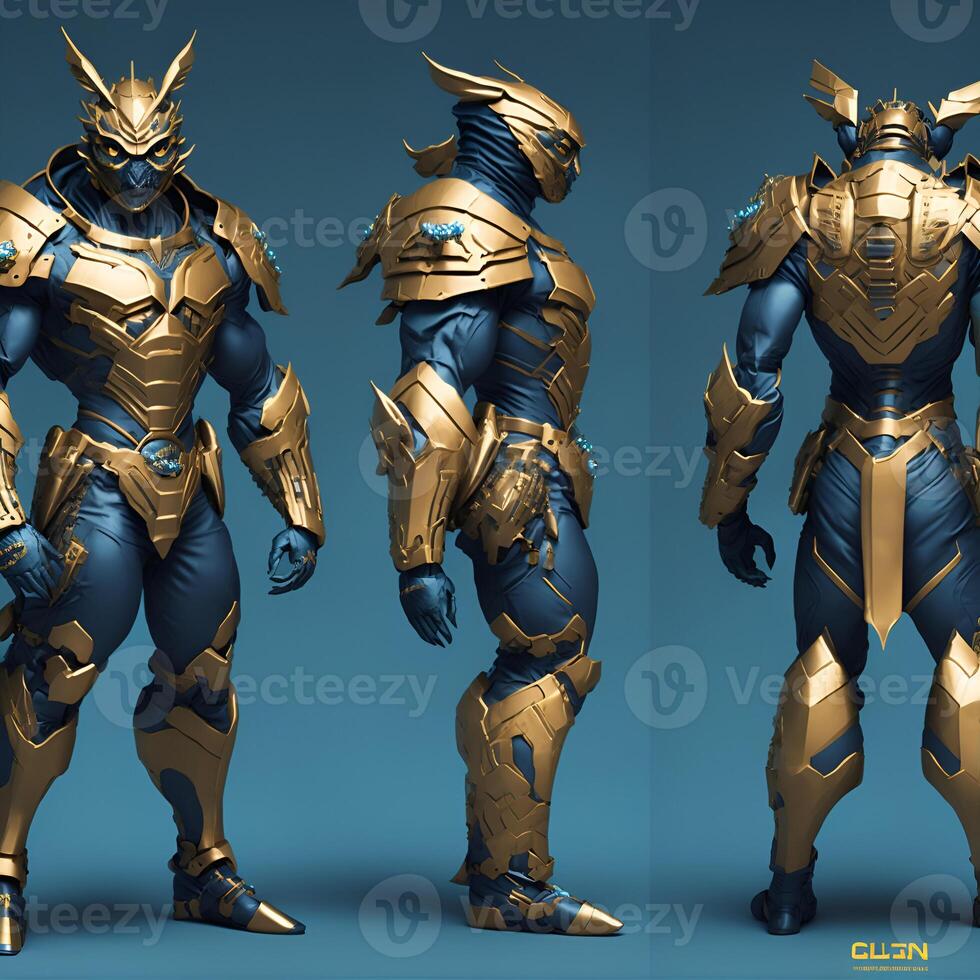 Golden Owl Ninja Full Body Game Character Design Content photo