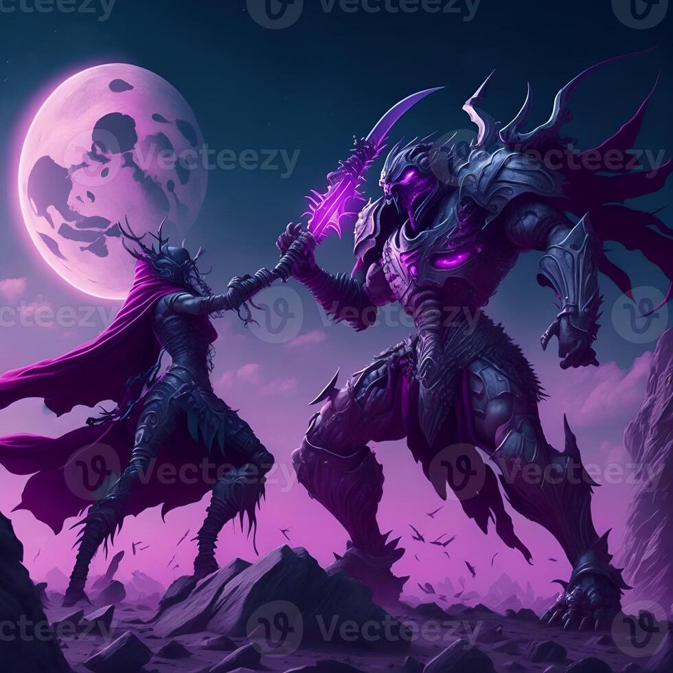 Human Vs God Under Pink Full Moon Content photo