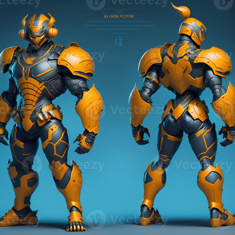 Golden Pumpkin Ninja Full Body Game Character Design Content photo