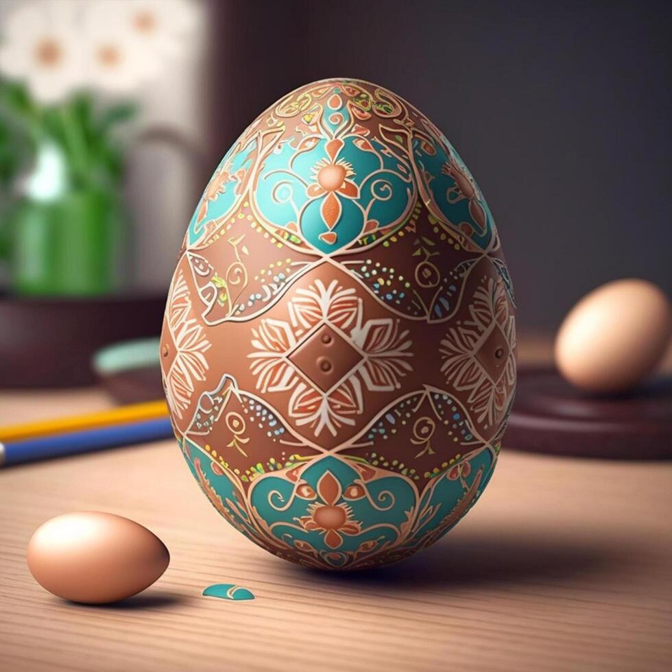 Easter egg and big egg front view , photo