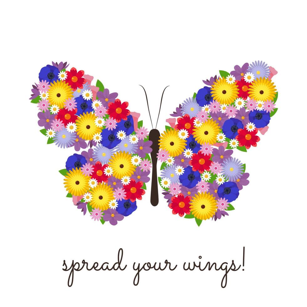 Flower butterfly. Flower arrangement on the wings of a butterfly