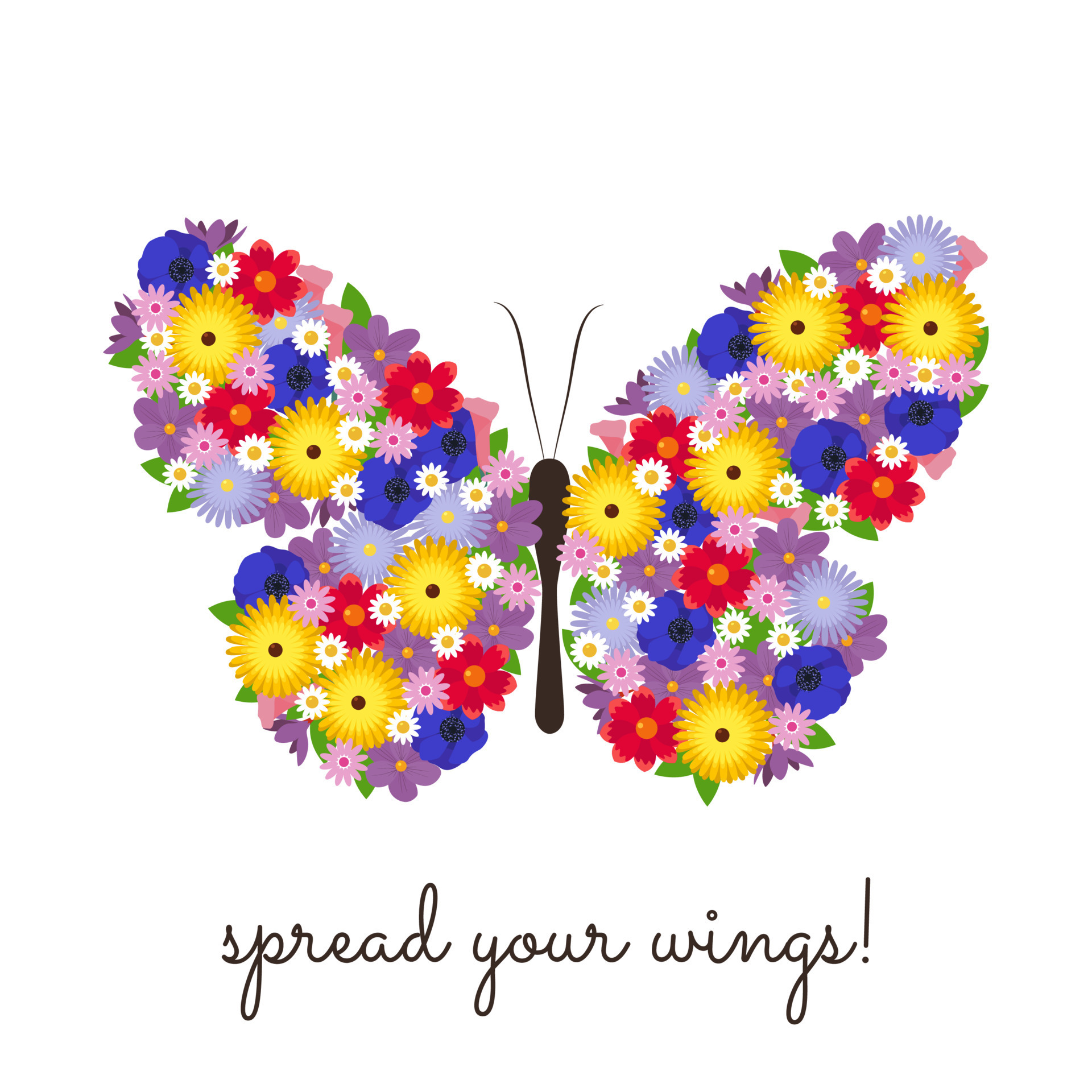 Flower butterfly. Flower arrangement on the wings of a butterfly