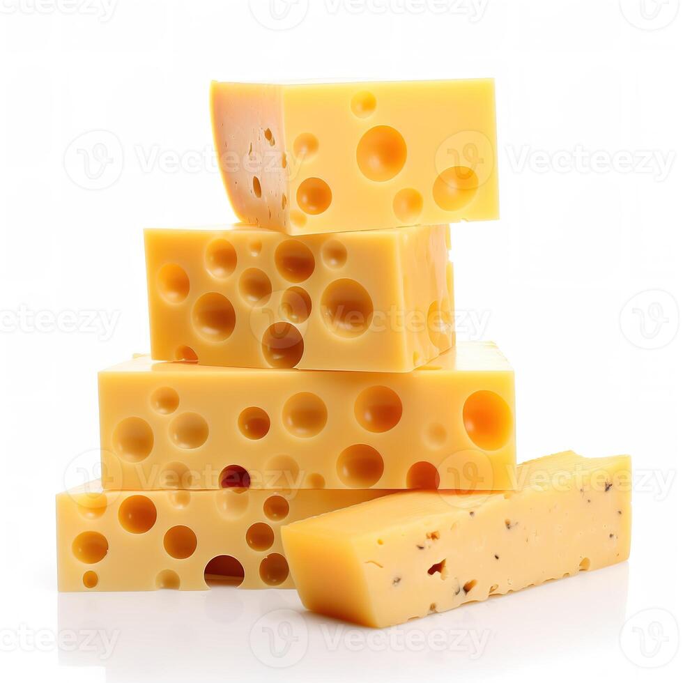 Slices of Cheese Food Isolated Image for Mock Up Illustration Still Image White Background with photo