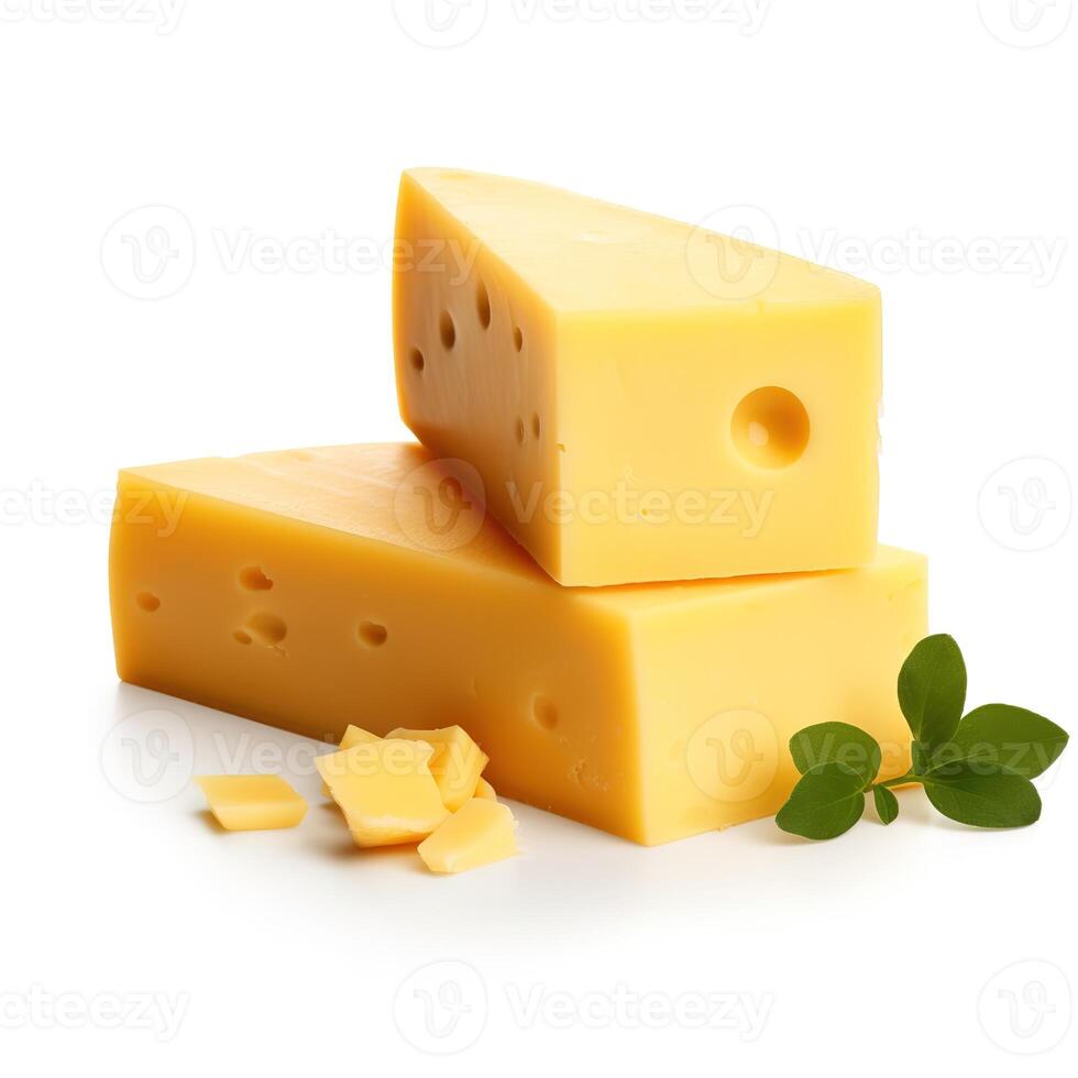 Slices of Cheese Food Isolated Image for Mock Up Illustration Still Image White Background with photo