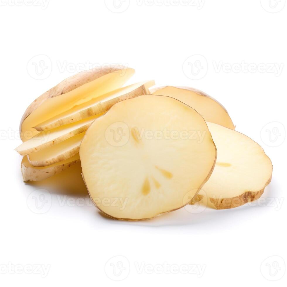 Slices of Potato Food Isolated Image for Mock Up Illustration Still Image White Background with photo