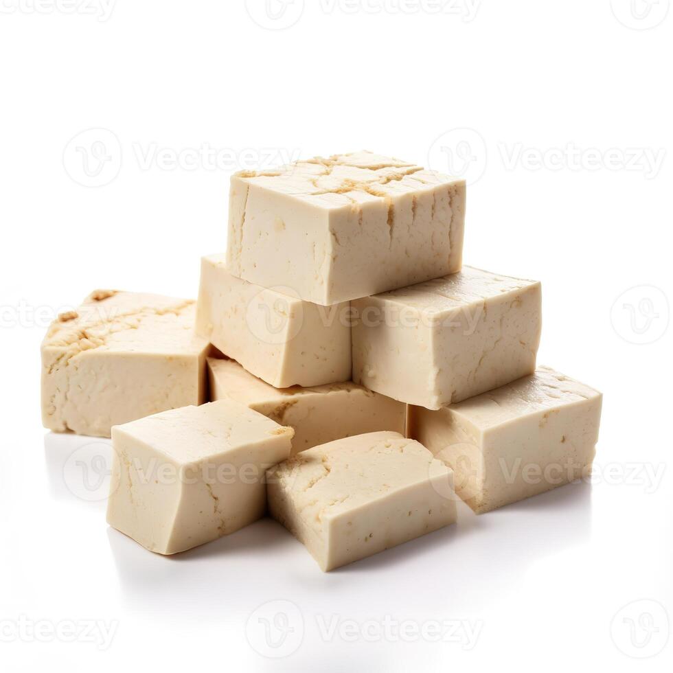 rebanadas de tofu comida aislado imagen para burlarse de arriba ilustración todavía imagen blanco antecedentes con generativo ai foto