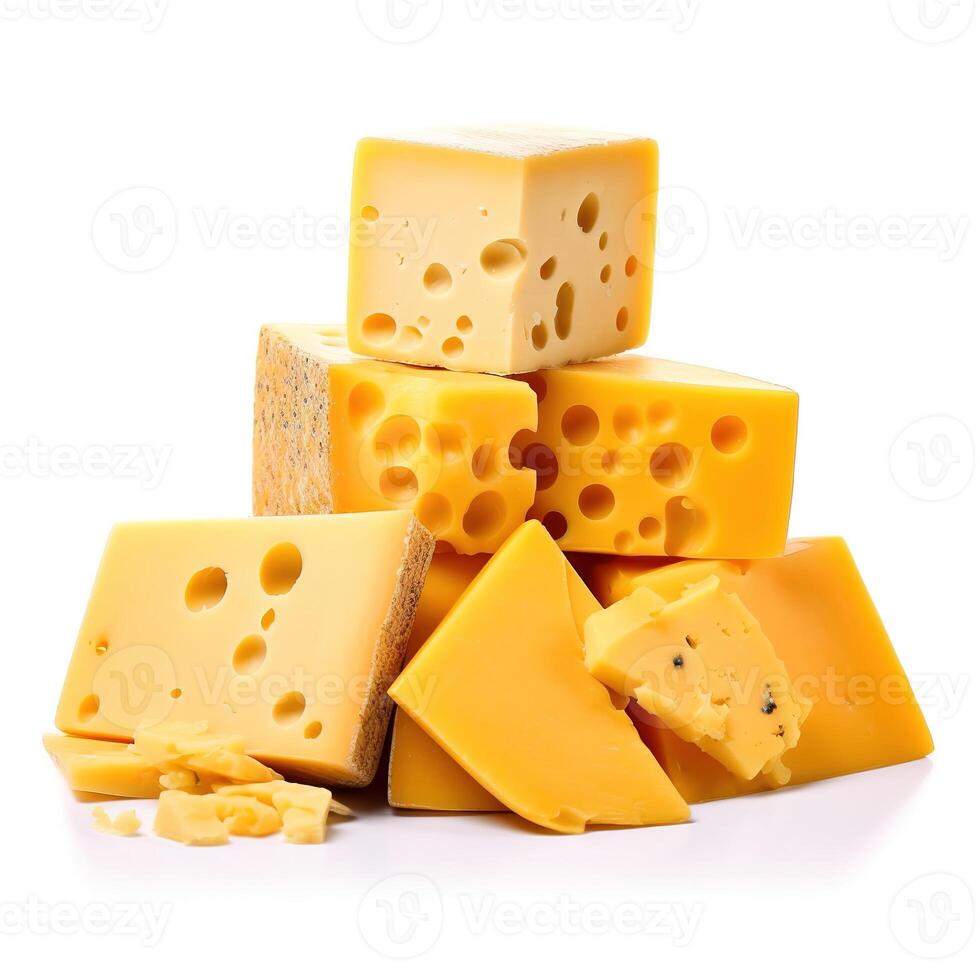 Slices of Cheese Food Isolated Image for Mock Up Illustration Still Image White Background with photo