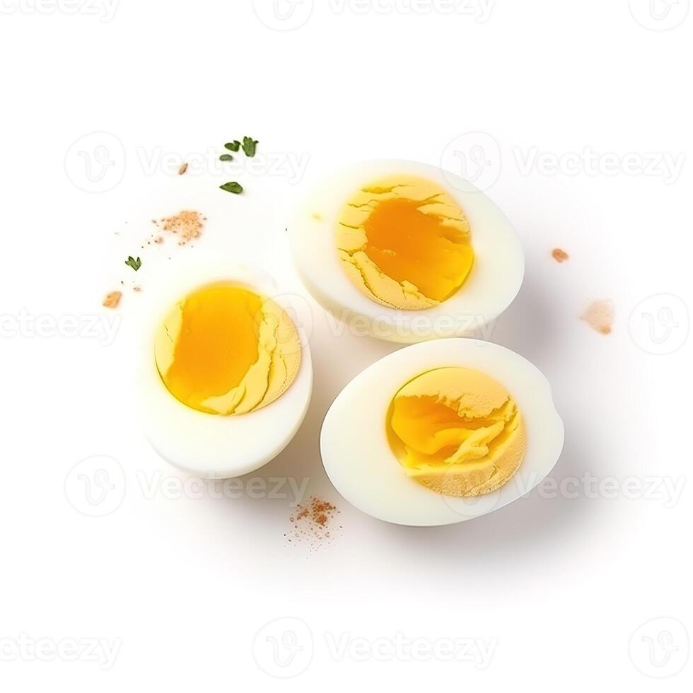 Slices of Boiled Eggs Food Isolated Image for Mock Up Illustration Still Image White Background with photo