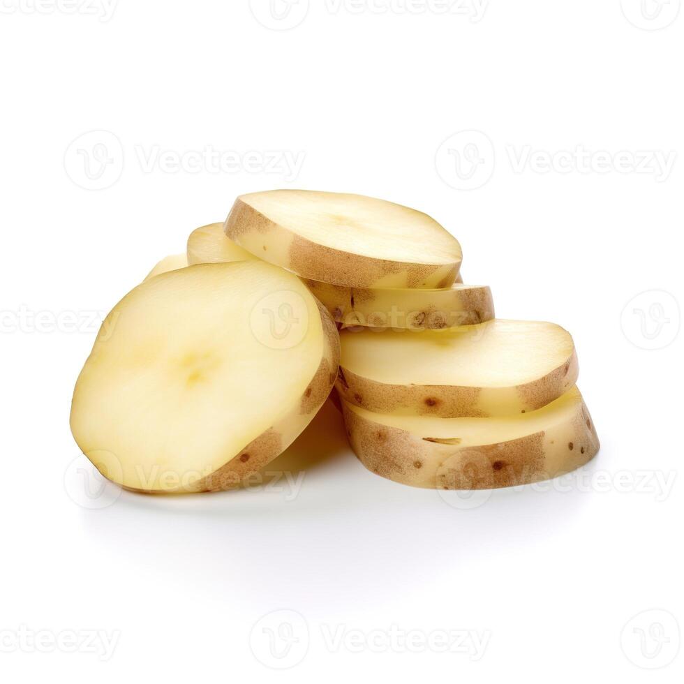 Slices of Potato Food Isolated Image for Mock Up Illustration Still Image White Background with photo