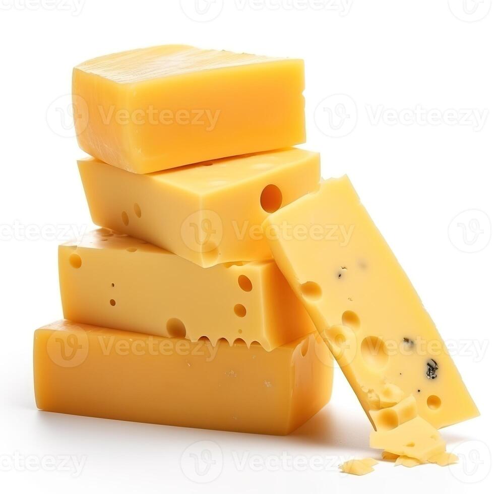 Slices of Cheese Food Isolated Image for Mock Up Illustration Still Image White Background with photo