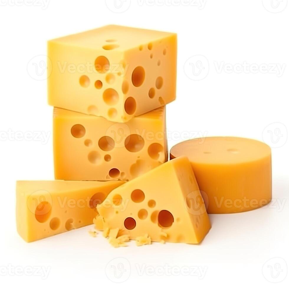 Slices of Cheese Food Isolated Image for Mock Up Illustration Still Image White Background with photo