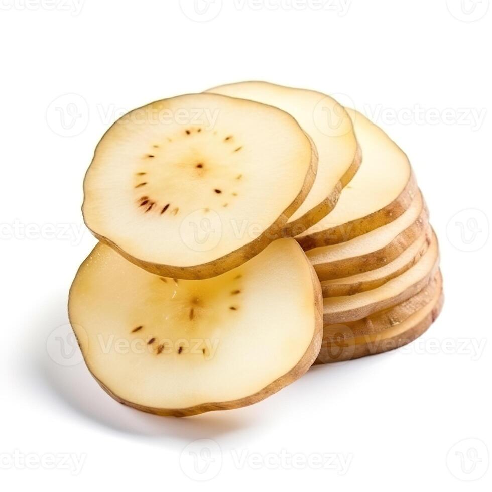 Slices of Potato Food Isolated Image for Mock Up Illustration Still Image White Background with photo