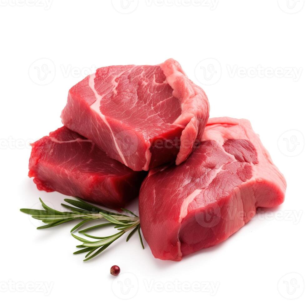 Slices of Beef Meat Food Isolated Image for Mock Up Illustration Still Image White Background with photo