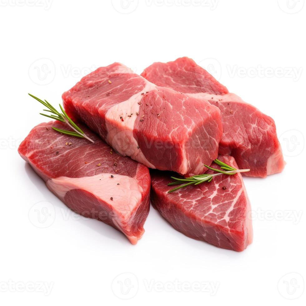 Slices of Beef Meat Food Isolated Image for Mock Up Illustration Still Image White Background with photo