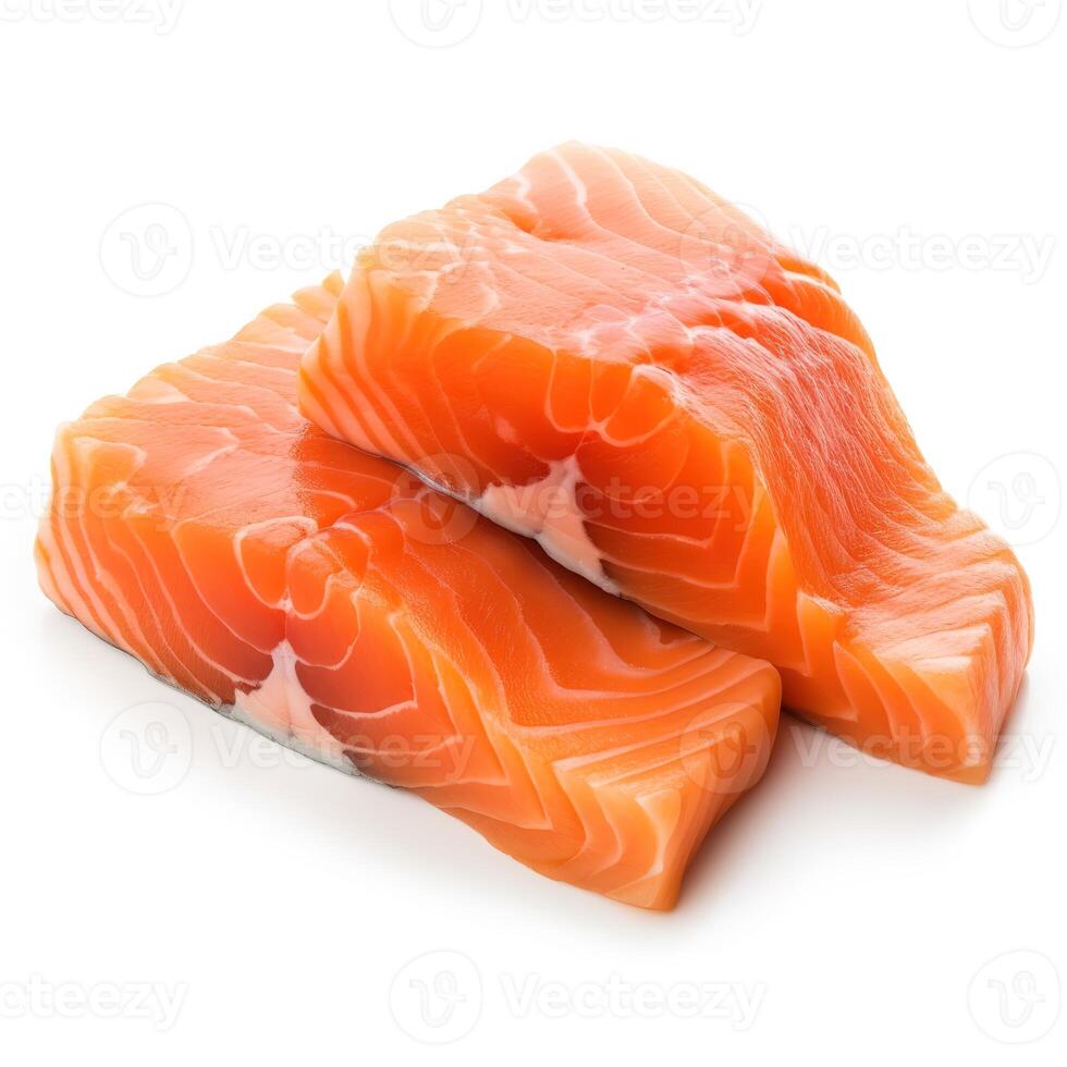 Slices of Salmon Food Isolated Image for Mock Up Illustration Still Image White Background with photo
